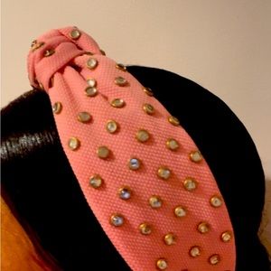 Beautifully rhinestone studded pink headband